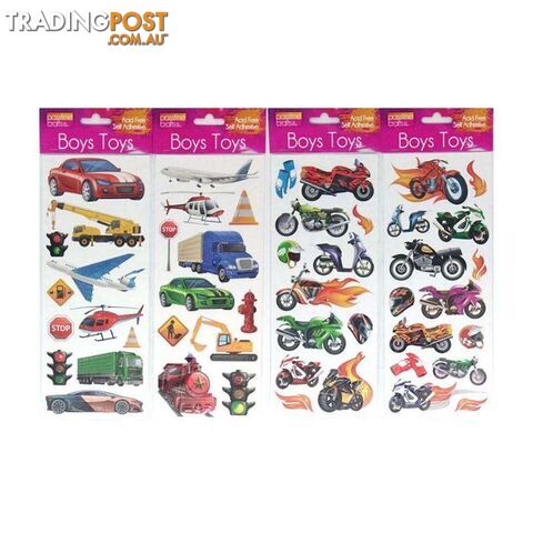 Boys Toys Stickers Assorted Vehicles Pack of 4 - 900004