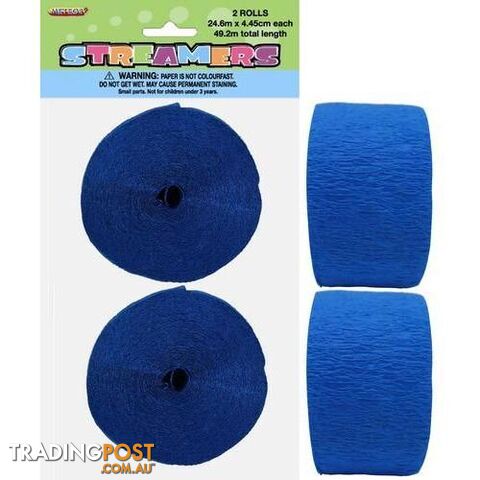 Crepe Streamers Royal Blue 2 x 24m (81ft) - 9311965630722