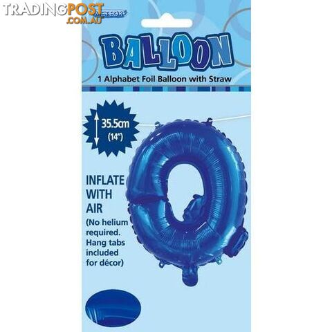 Royal Blue Q Alphabet Foil Balloon 35cm (14) - 9311965447269