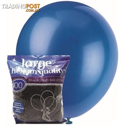 Sapphire Blue - 100 x 30cm (12) Decorator Balloons - 9311965012436