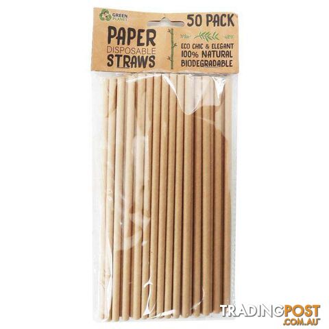 Eco Paper Party Disposable Straws 50 Pack - 9328644052119