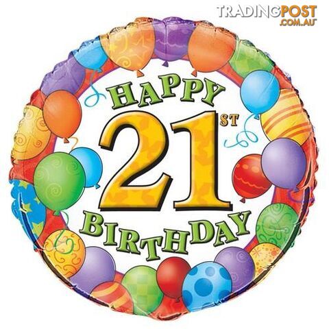 21st Birthday Balloon 45cm (18) Foil Balloon Packaged - 011179530731