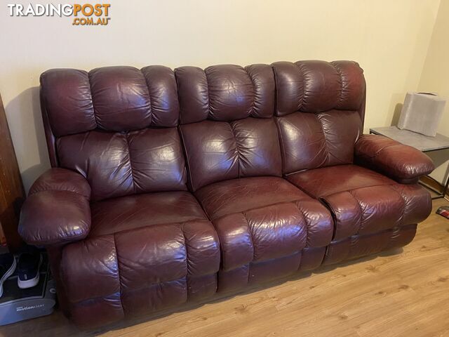 Three Seater Brown Leather Couch