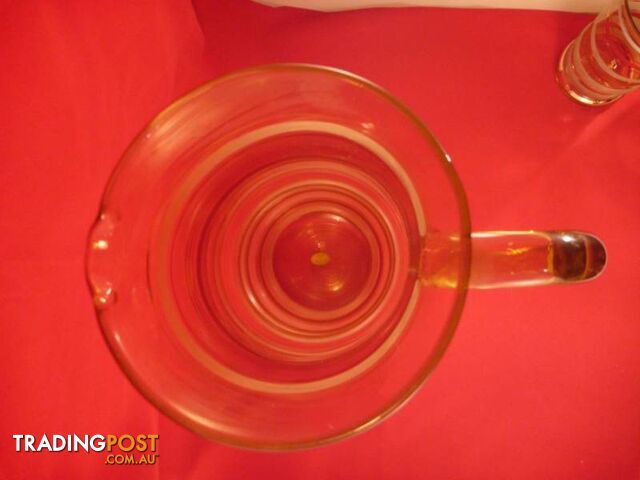 vintage golden ringed jug and 5 glasses - photo 3 of 7