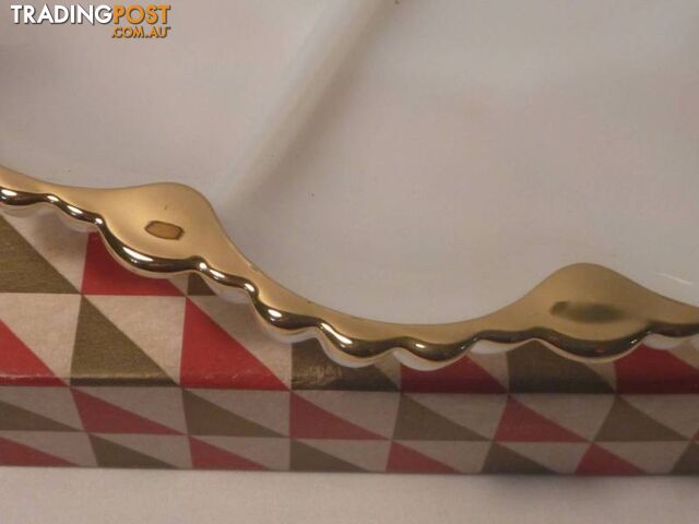 Milk Glass Divided Dish with gold edging - photo 3 of 7