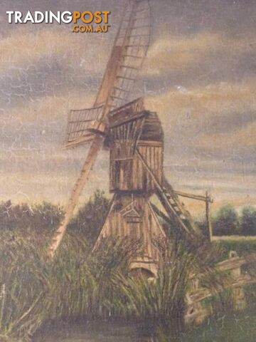 Old wooden windmill original oil on board ***NOW 20% OFF *** - photo 5 of 5