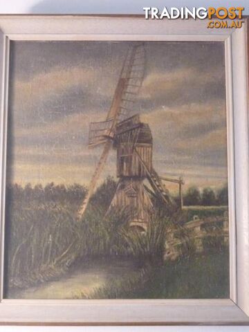 Old wooden windmill original oil on board ***NOW 20% OFF *** - photo 2 of 5