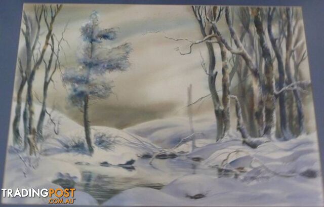 Colin Maclean Snowy landscape watercolour**NOW 20% OFF