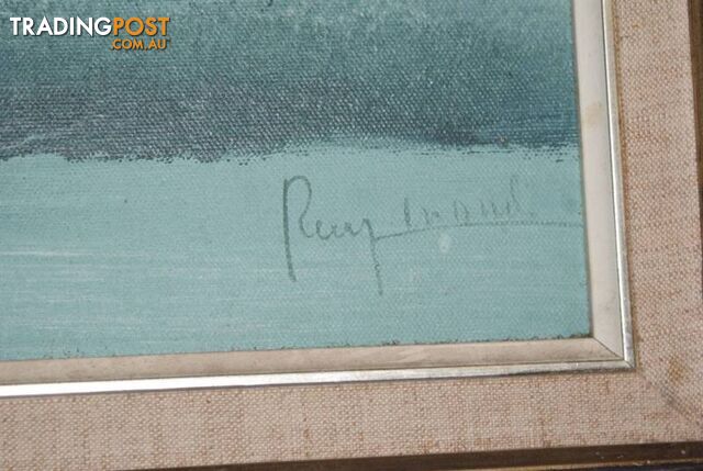 Signed Oil painting Raymond, country scene in teal **NOW 20%OFF**