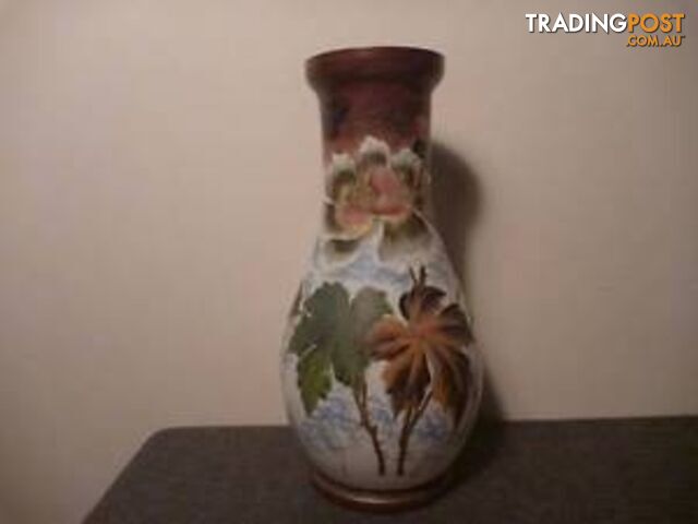 Victorian Milk Glass Handpainted Vase