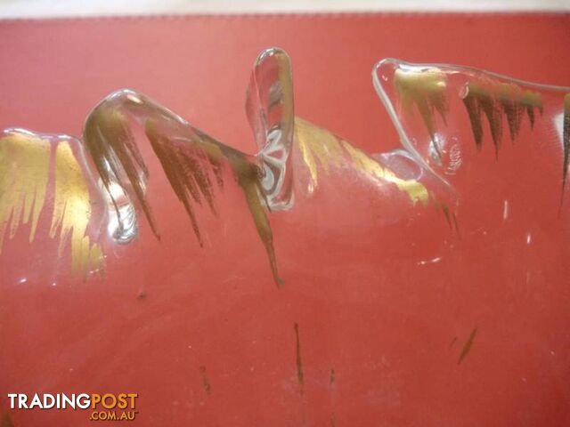 Footed clear glass bowl with gold painted petal edging. - photo 3 of 7