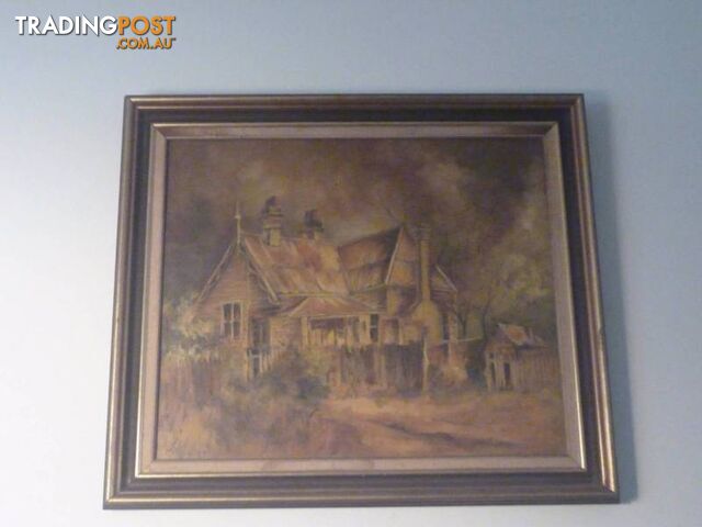 Framed Signed Painting old house by M. Dowisie? ***NOW 20% OFF***