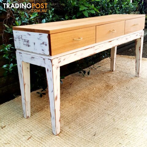 Sideboard Hall Table Console W Drawers Distressed Shabby Chic