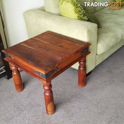 Coffee Side Table Solid Hardwood Wrought Iron Hardware Rustic - photo 3 of 4