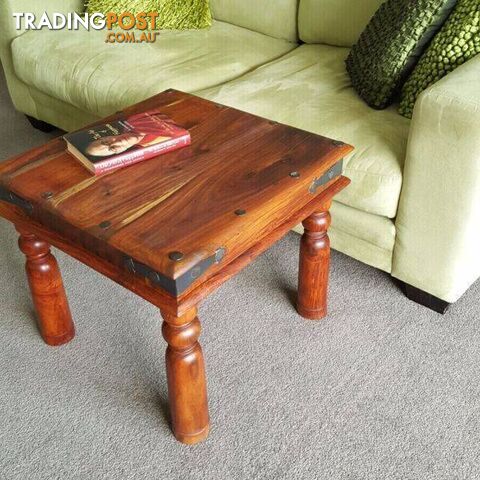 Coffee Side Table Solid Hardwood Wrought Iron Hardware Rustic - photo 4 of 4