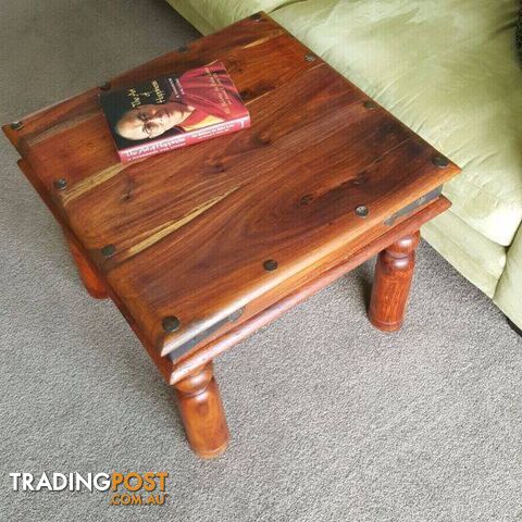 Coffee Side Table Solid Hardwood Wrought Iron Hardware Rustic - photo 2 of 4
