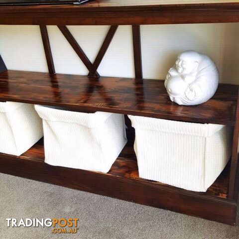 Distressed Teak Bookcase Shelf Sideboard TV Entertainment Unit - photo 3 of 6