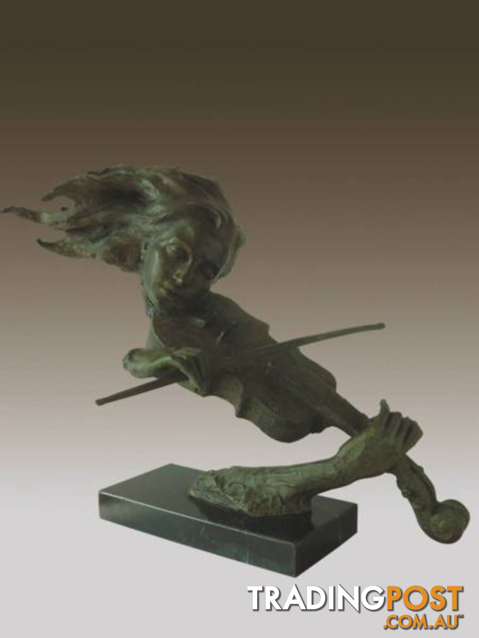 Lovely Bronze And Marble Sculpture Violinist