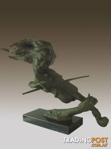 Lovely Bronze And Marble Sculpture Violinist