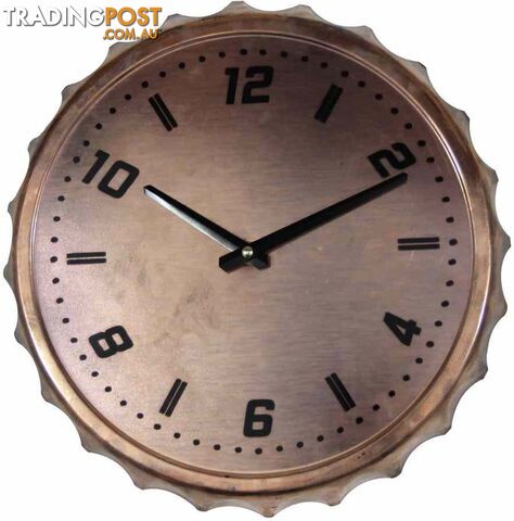 Retro Metal Bottle Cap Wall Clock, Brown