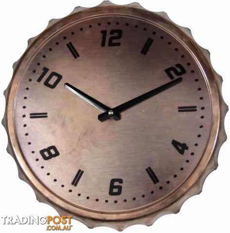 Retro Metal Bottle Cap Wall Clock, Brown