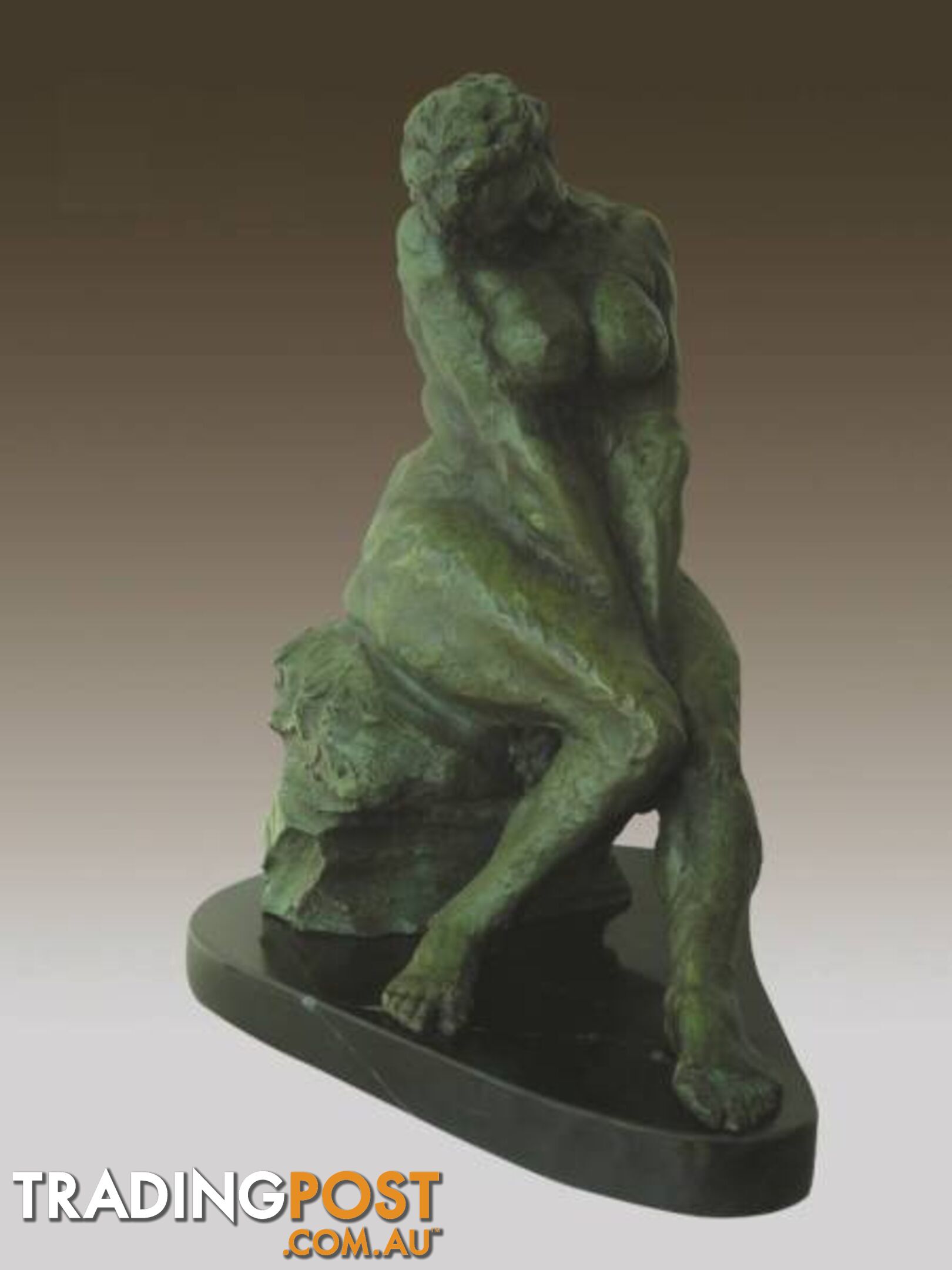 Nude Women Sitting Bronze And Marble Sculpture