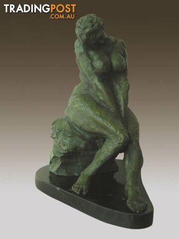 Nude Women Sitting Bronze And Marble Sculpture