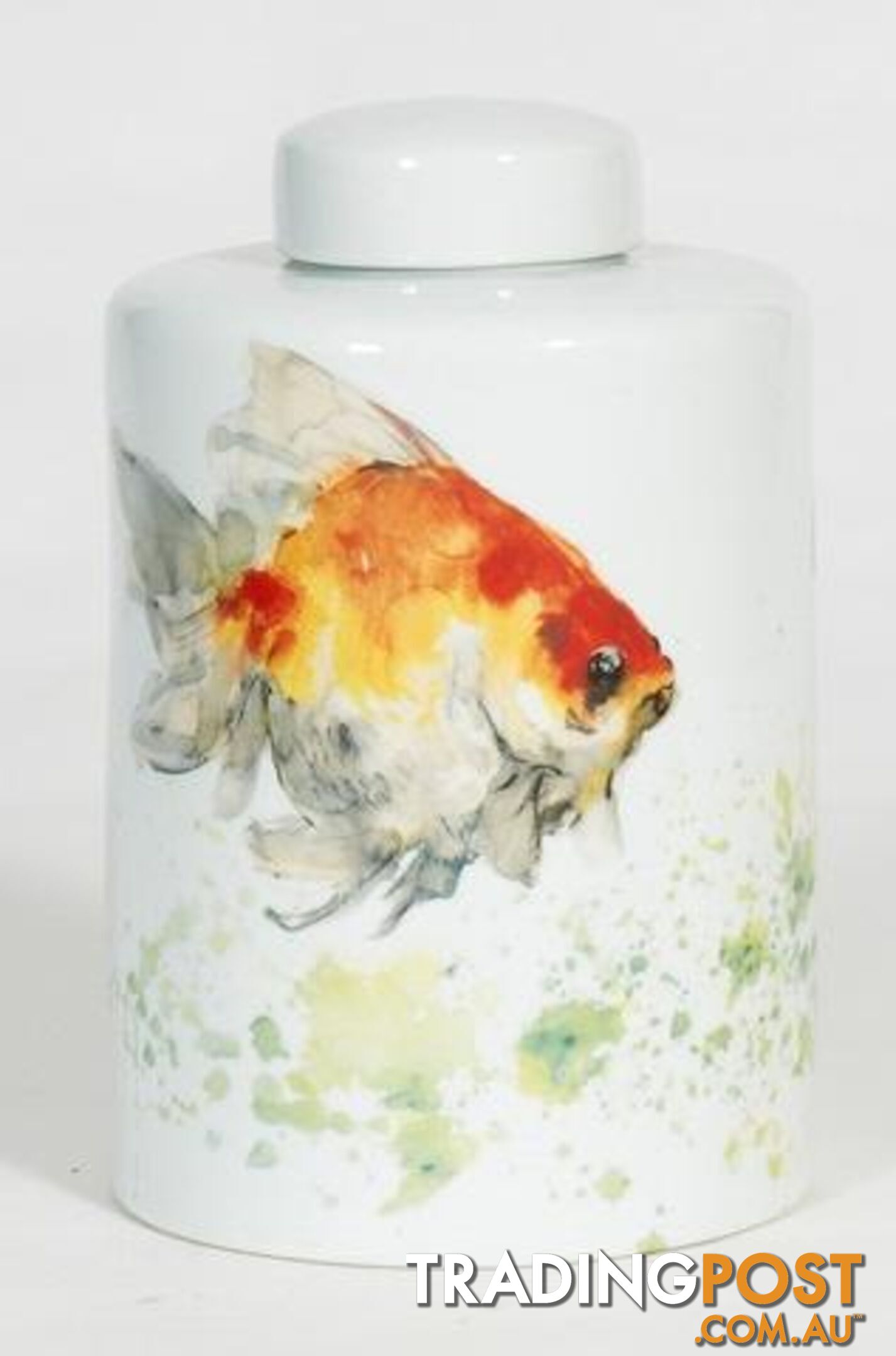 Large Container: Handpainted Gold Fish