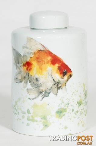 Large Container: Handpainted Gold Fish