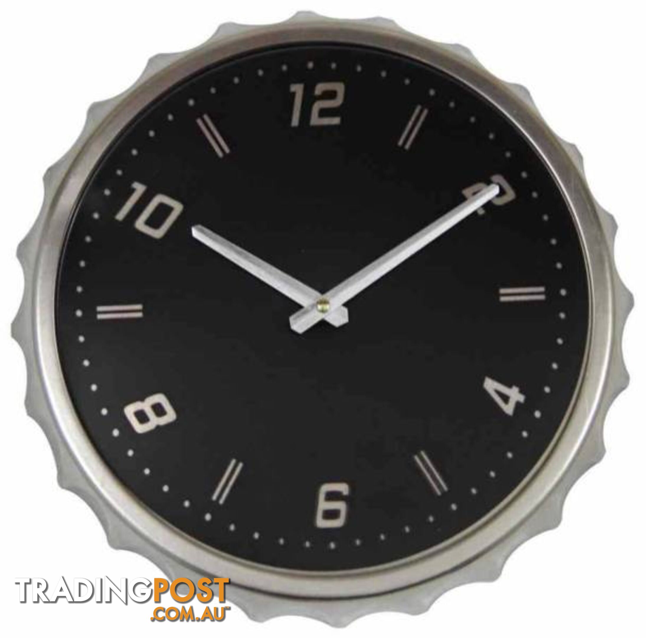 Retro Metal Bottle Cap Wall Clock, Black