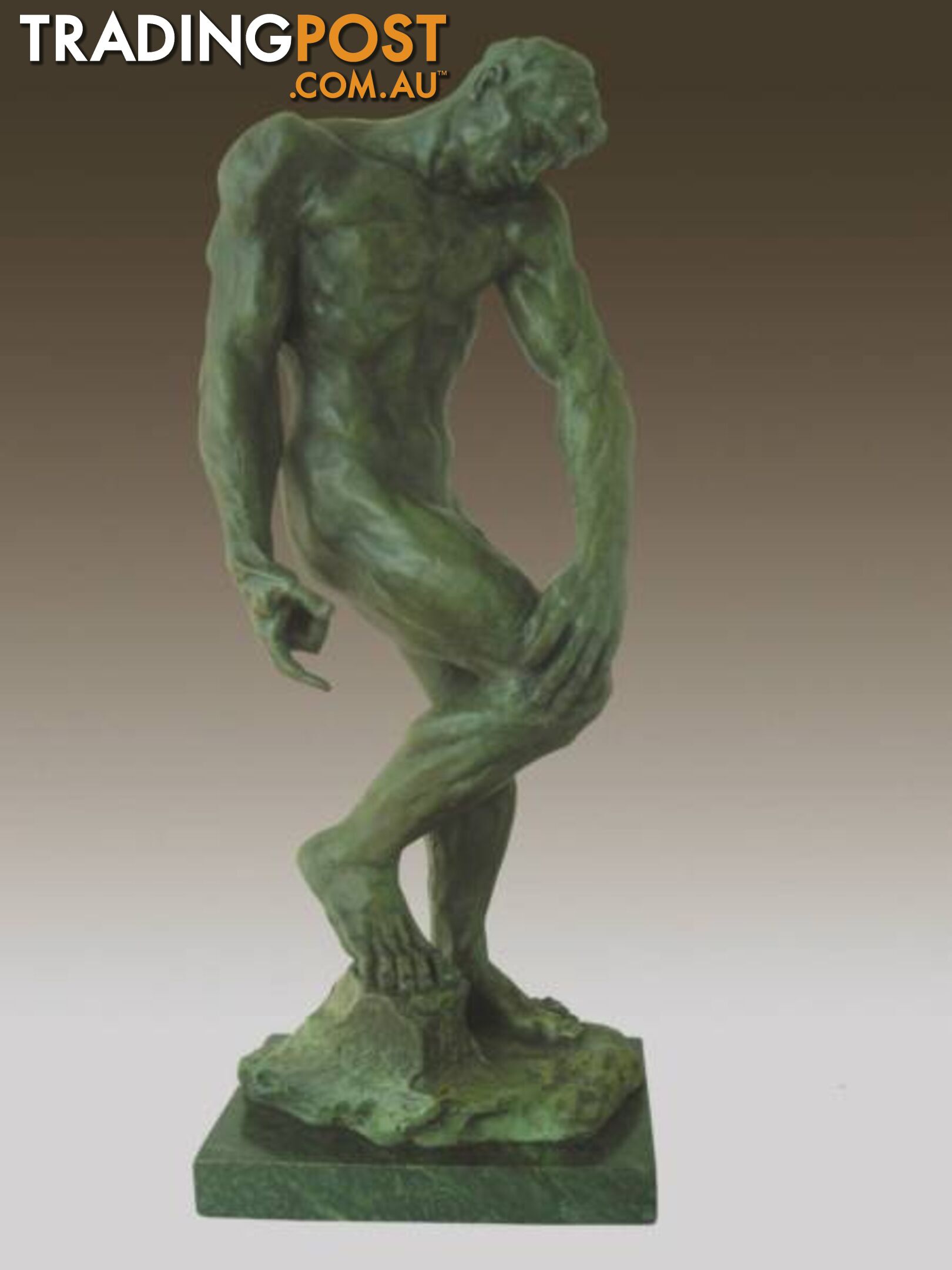 Ancient Bronze Sculpture Of Nude Man