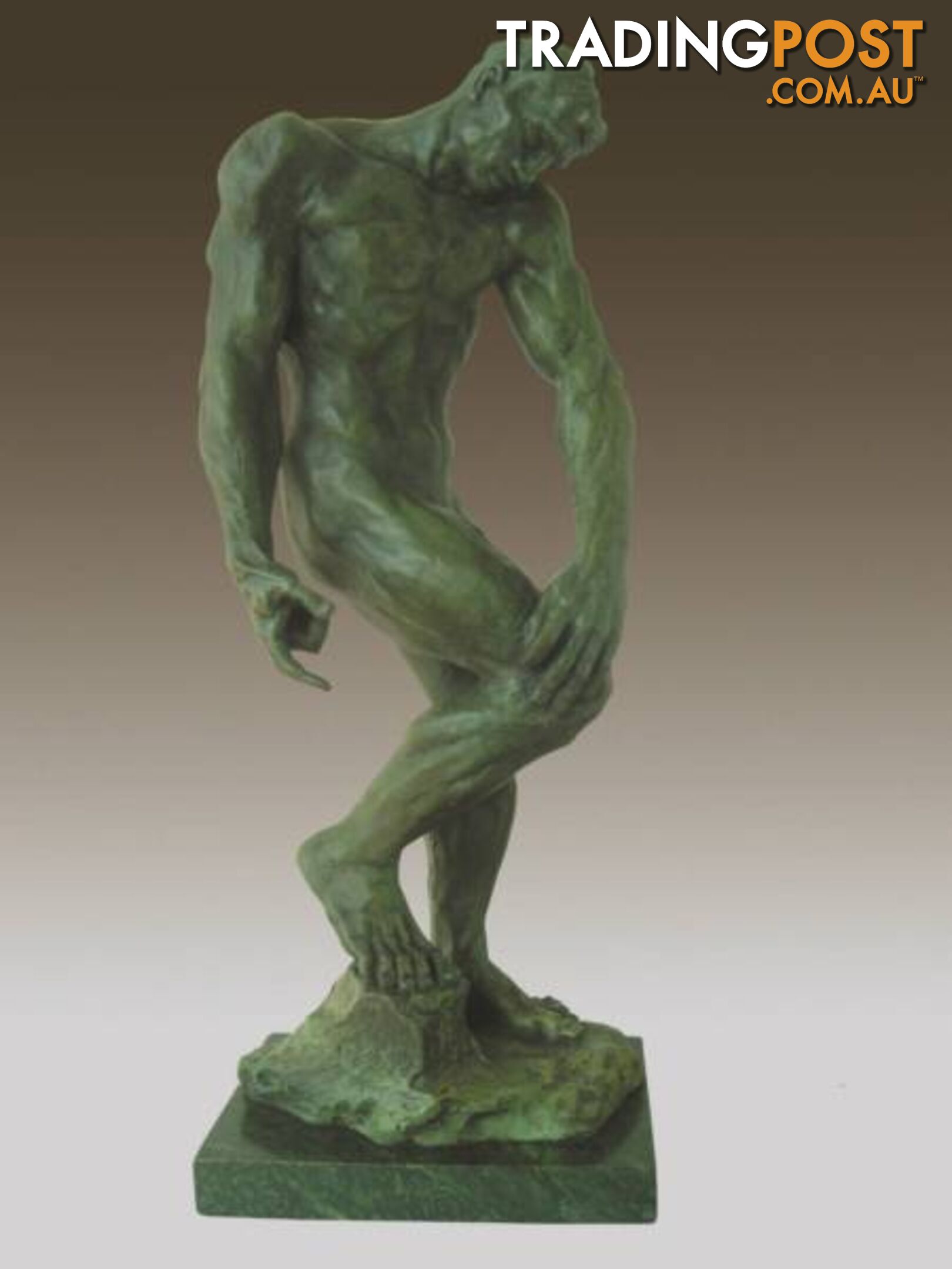 Ancient Bronze Sculpture Of Nude Man