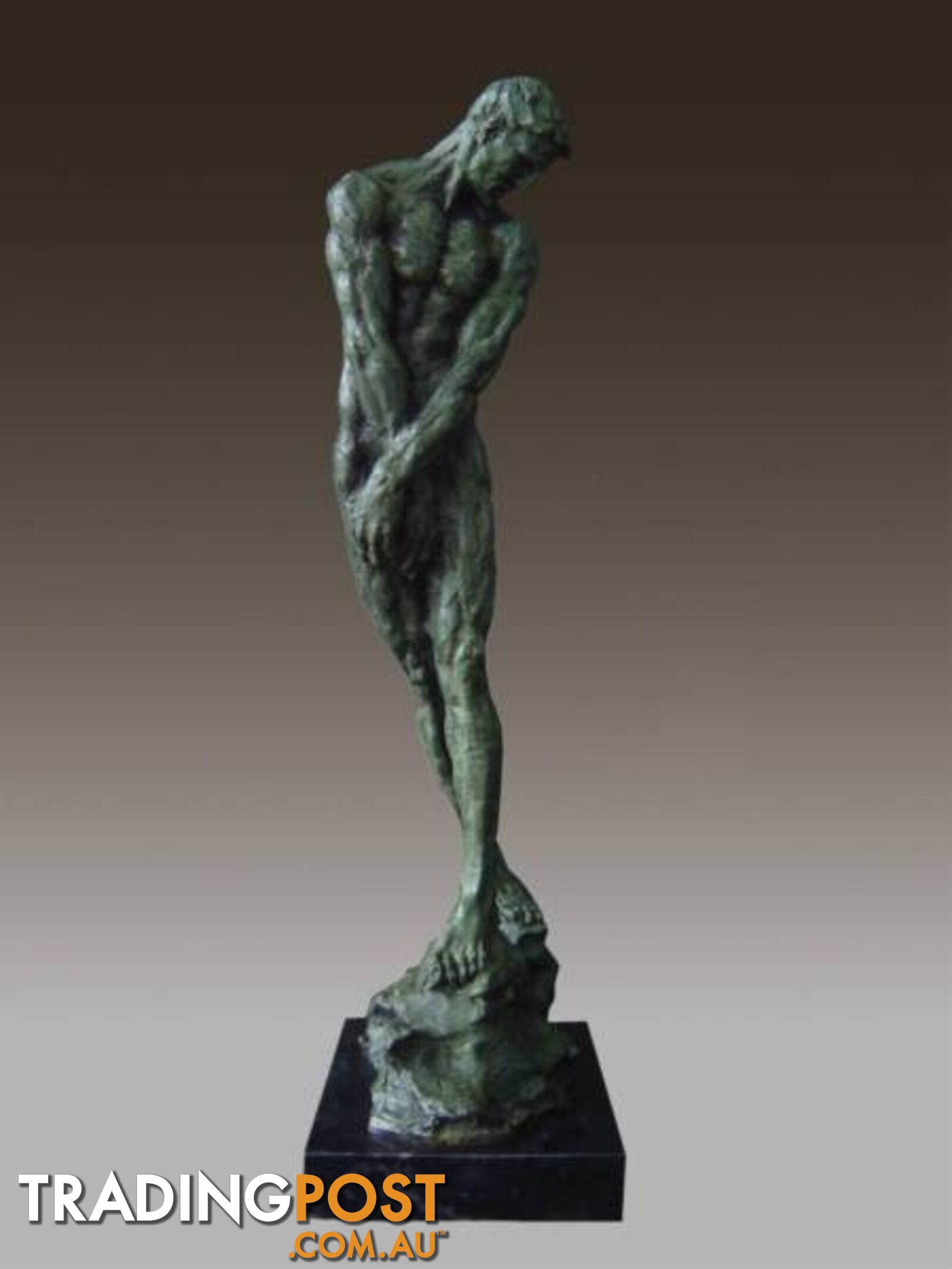 Bronze Sculpture Statue Tall Massive Nude Male Man