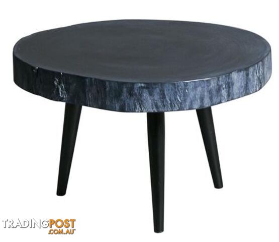 Black Wood Slab Low Table, Metal Legs