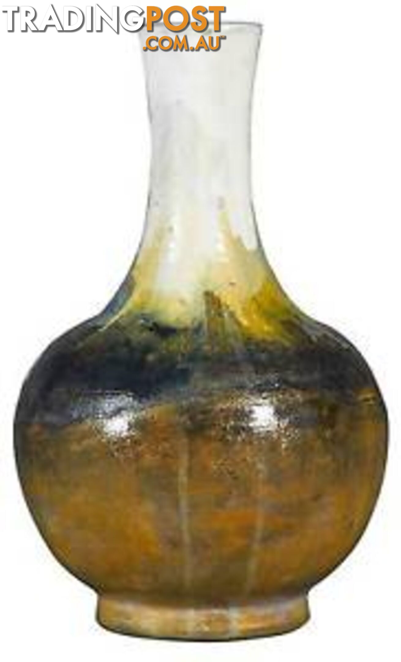 Textured Tydria Hand Painted Ceramic Vase: Pastel Ice, Brown Rust