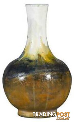 Textured Tydria Hand Painted Ceramic Vase: Pastel Ice, Brown Rust