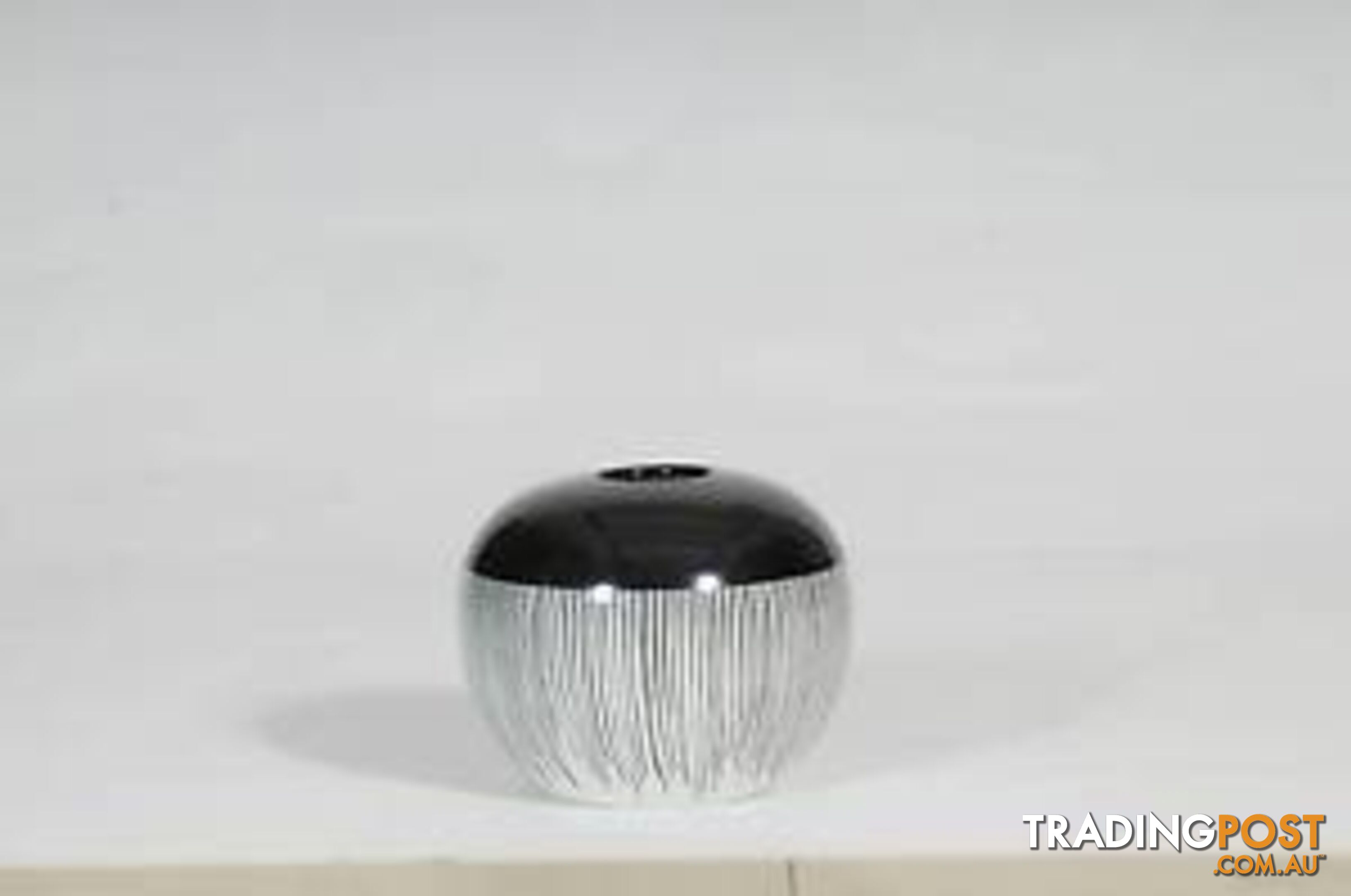 Handpainted-Black And White Vase With Vertical Strips Decoration