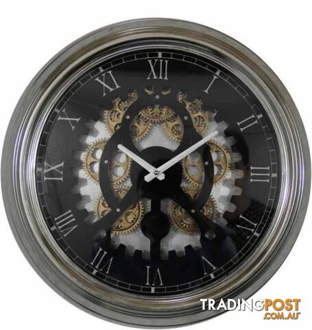 Large 47 Cm Roman Numeral And Gear Detail Wall Hanging Clock