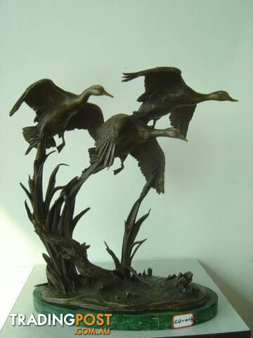 Three Flying Ducks Bronze Sulpture