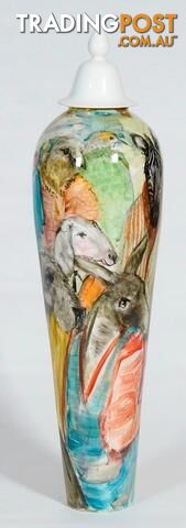 X Large Handpainted Vase Zoo Portraits