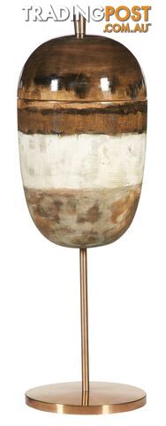 Large Earthen Strata Capped Jar On Copper Footing - photo 2 of 4