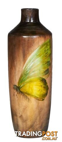 Small Handpainted Butterfly: Gradient Wooden Vase