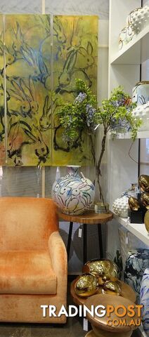 Vintage Handpainted Vase: Rabbits - photo 2 of 3