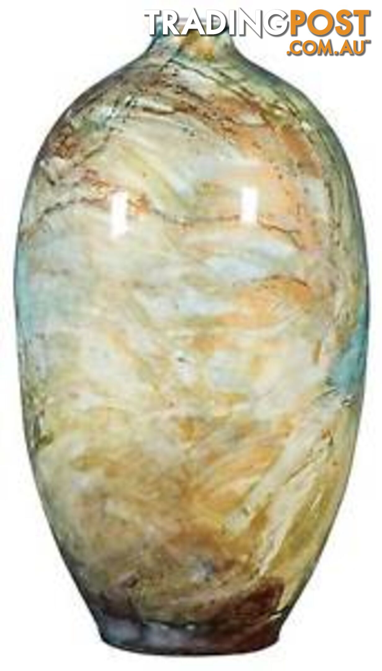 Oval Bud Hand Painted Vase: Brindle Ice And Gold