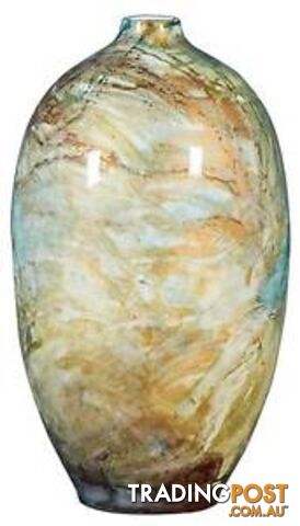 Oval Bud Hand Painted Vase: Brindle Ice And Gold