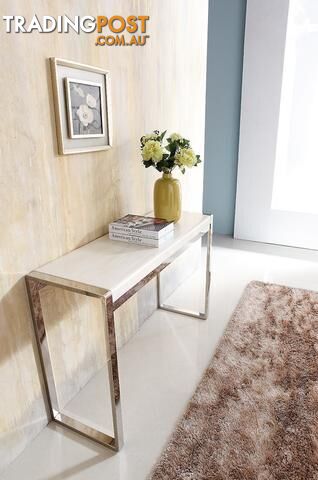 Dara Stainless Steel Console With Marble Top