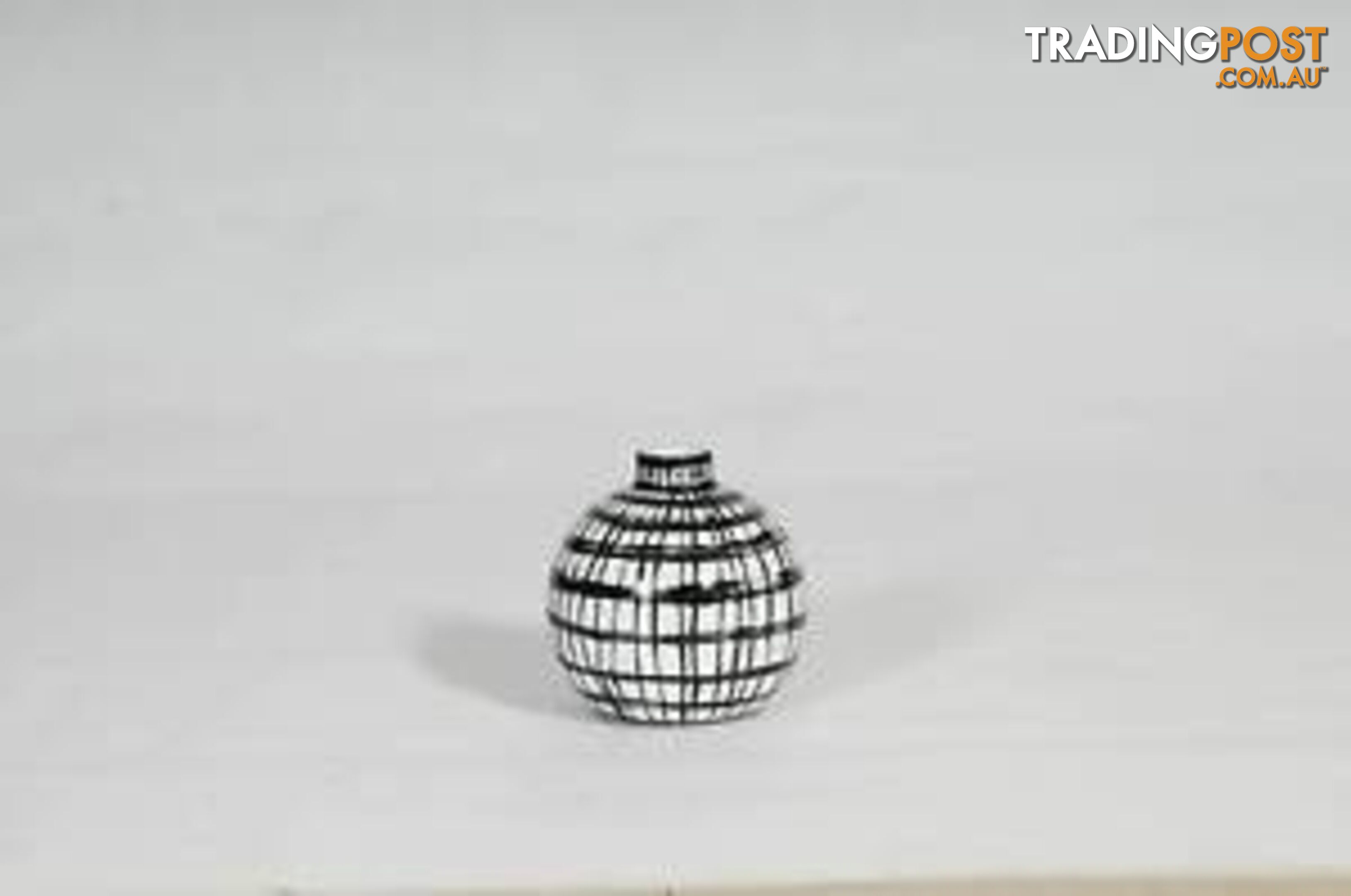 Small Handpainted Graphic Black And White Strips Vase