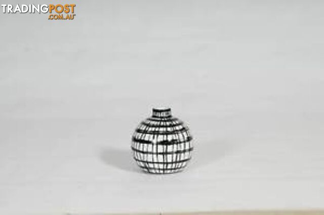 Small Handpainted Graphic Black And White Strips Vase