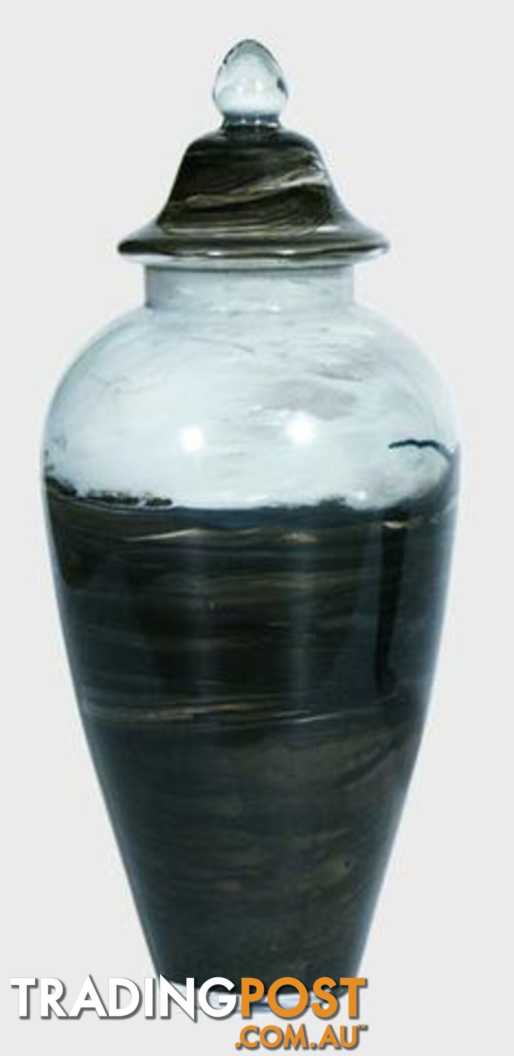 X Large Handpaintned Glass Vase: Black And White Ink