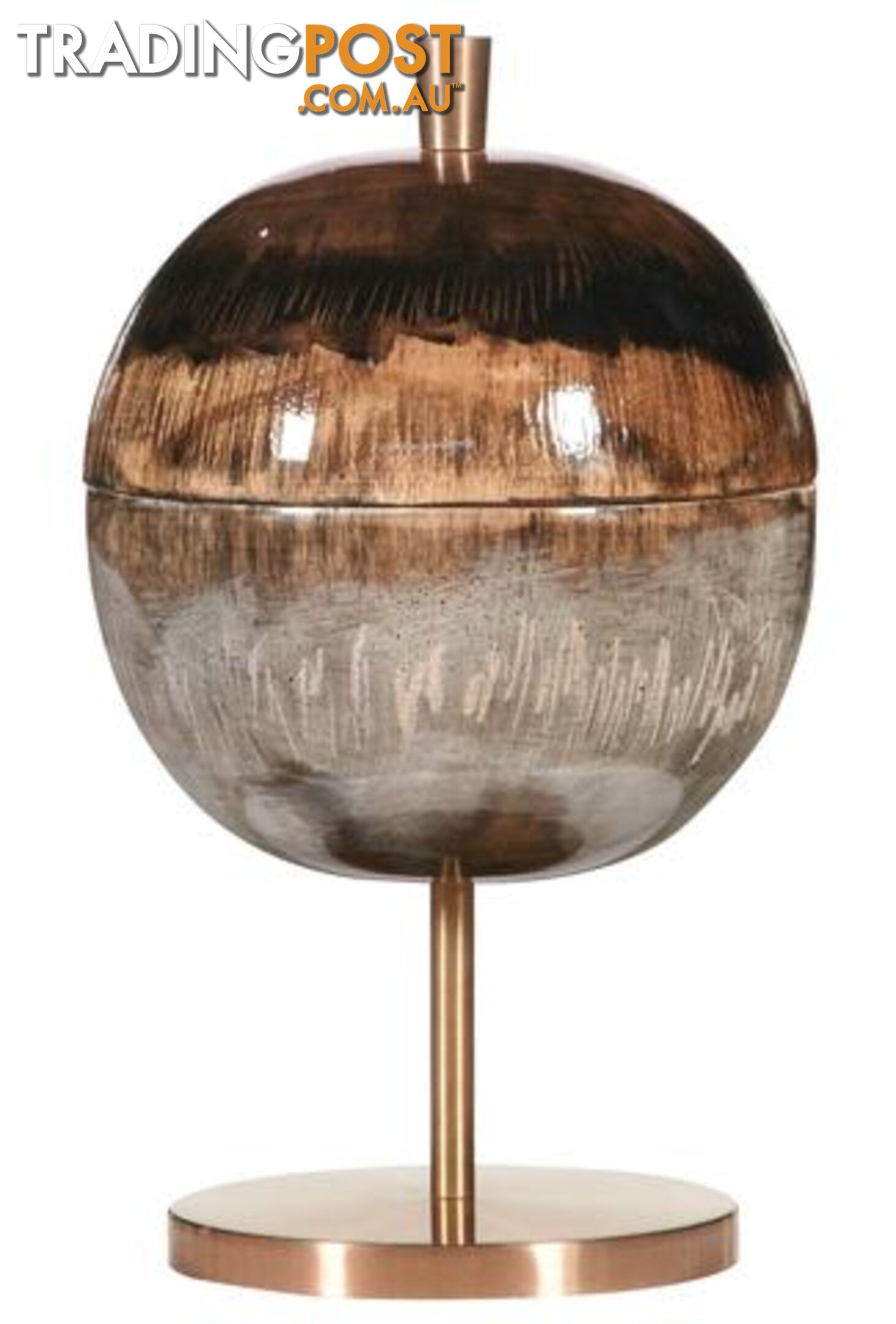 Brown Gradient Capped Sphere On Copper Footing